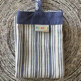 Torchon Inle - Lignes blanches et bleues